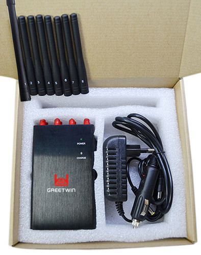 8 Channels Black Aluminum Portable Mobile Phone Signal Jammer Hand Pocket Size