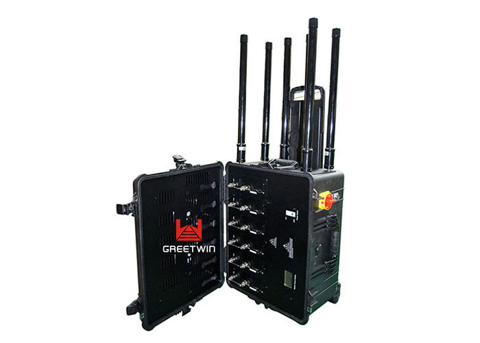 20-500MHz အိတ်ဆောင်စွမ်းအားမြင့် IED Jammer VIP ဗုံး Jammer အဝေးထိန်းခလုတ် jammer