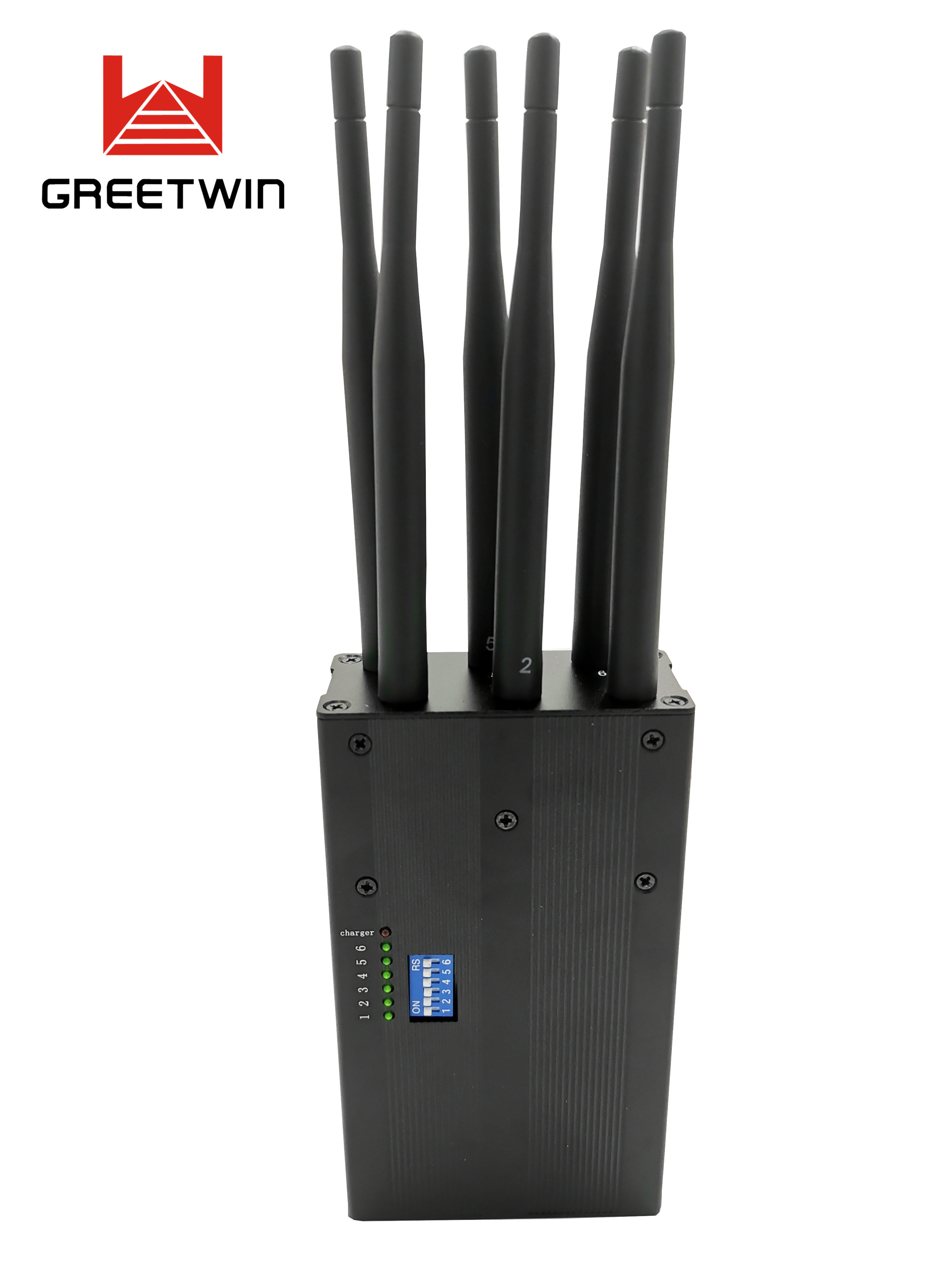 ခြောက်ခုမြောက် Antennas Black Portable High Power 3G 4G LTE Communication Mobile Phone Jammer