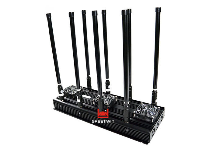 160M ချိန်ညှိထားသော အိတ်ဆောင် WiFi အချက်ပြ Jammer 700MHz-5800MHz အအေးခံပန်ကာ 7 ခု ပါရှိသည်