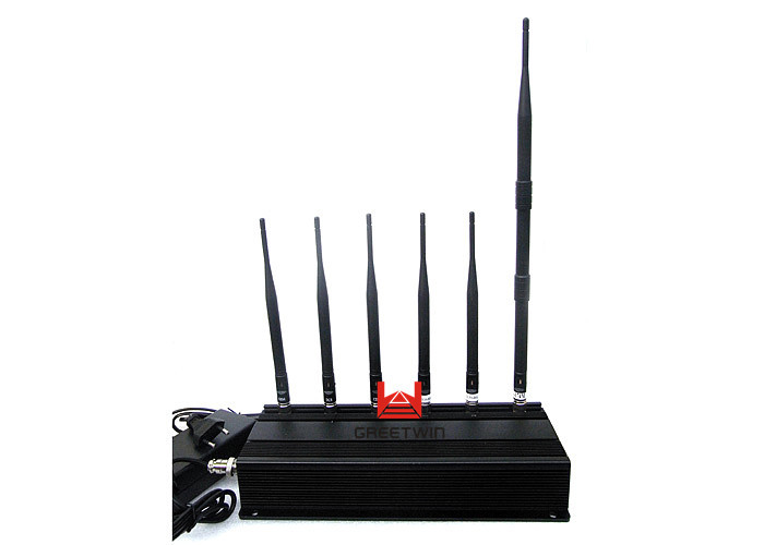 6 Antennas မိုဘိုင်းဖုန်း Signal Jammers ၊ Desktop UHF VHF Walkie Talkie Jammer