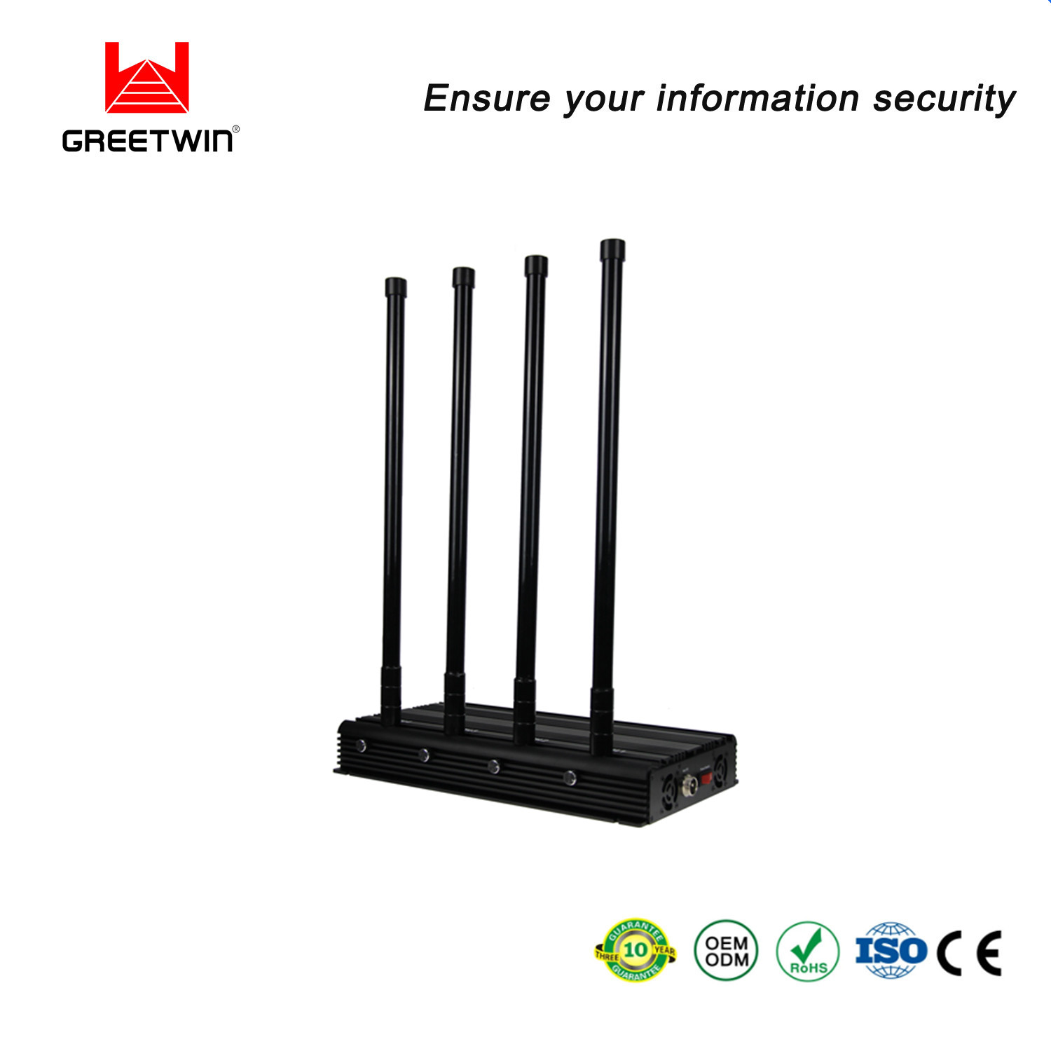 115W 2.5dBi ဆဲလ်ဖုန်း Signal Jammer LOJACK Gps WIFI jammer 4 Antennas