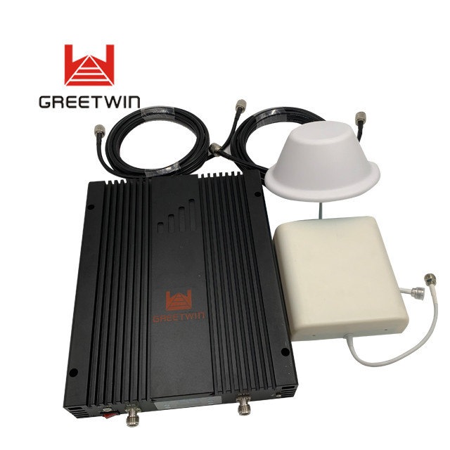 Tri Band LCD Display ဆဲလ်ဖုန်း Signal Boosters 27dBm 78dB EGSM 900MHz WCDMA 2100MHz LTE2600MHz