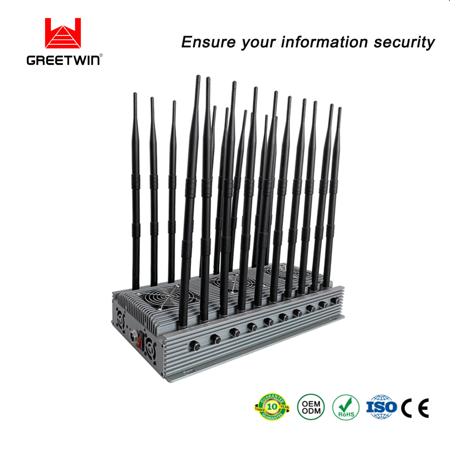 155W 868MHz ဖုန်း Signal Blocker VHF UHF L1 L2 L5 Lojack 20 Antennas