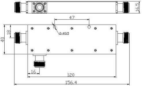 200 Watt Mobile Signal Repeater Directional Coupler 10dB 698-2700MHz NF ချိတ်ဆက်ကိရိယာ