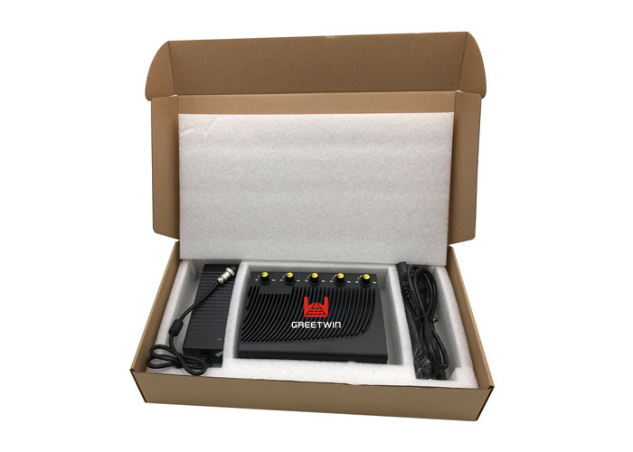 DC 5V Desktop အိတ်ဆောင်ဆဲလ်ဖုန်း Wifi Jammer ၊ 12 watt ချိန်ညှိနိုင်သော 2.4G GPS အချက်ပြ Jammer