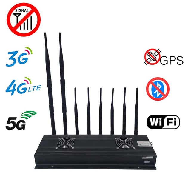 Multi Band 8 Antennas 40 မီတာ အအေးခံပန်ကာ 2g 3G 4G 5g GPS WiFi Bluetooth ဆဲလ်ဖုန်း Jammer 173MHz Lojack Signal Jammer