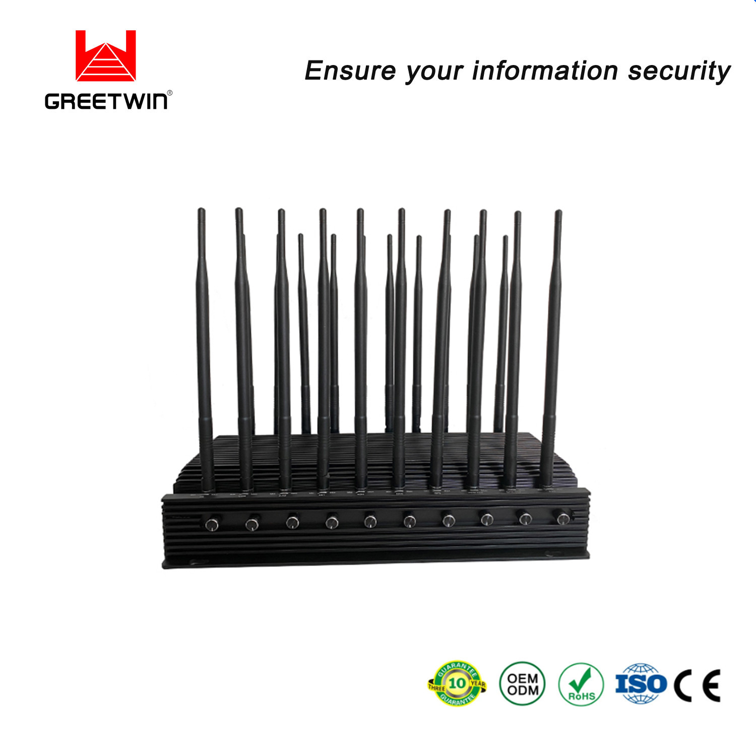 ချန်နယ် 20 2.5dBi ဒက်စ်တော့ အချက်ပြ Jammer Bluetooth LOJACK 868 433 315