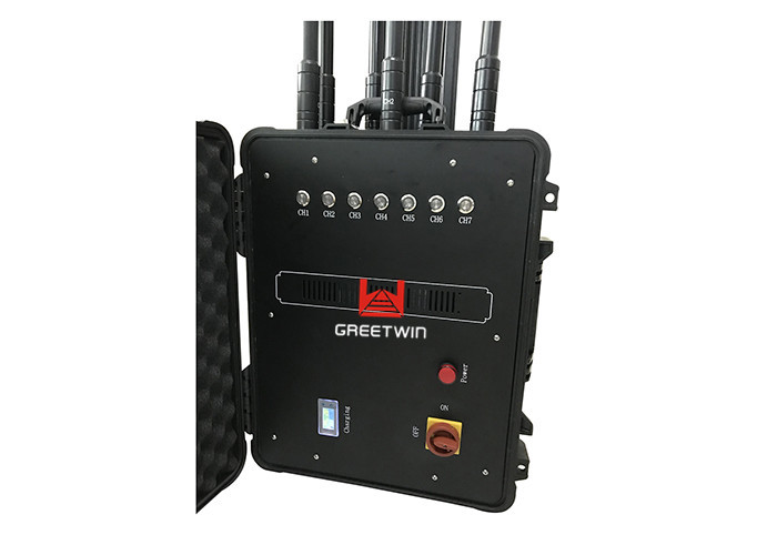 မိုဘိုင်းလ်ဖုန်း စွမ်းအားမြင့် Signal Jammer 250W 7 Channels 150m Shielding Area
